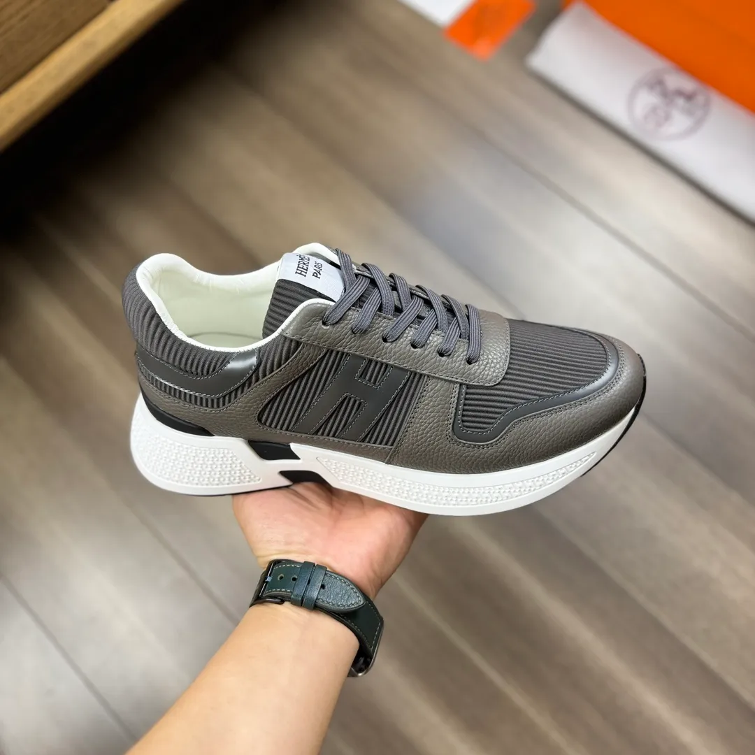 [HERMES] Hermès men's shoes 💰520💰 - High-end quality original order - Upper: 🔝 tumbled calfskin, high mercerized striped fabric, sewn brand H totem - Lining: water-dyed cowhide - Outsole: ultra-light T men's shoes 💰U foam rubber; two-color molded outsole - Super high quality control, fine workmanship: highlighted (high-end, luxury, grade) -Size :38-44 (45, customized)